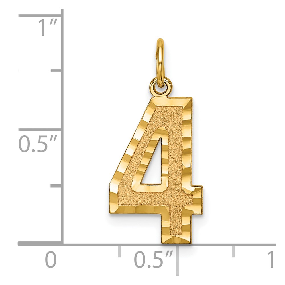 10ky Casted Large Diamond Cut Number 4 Charm (10LN04)