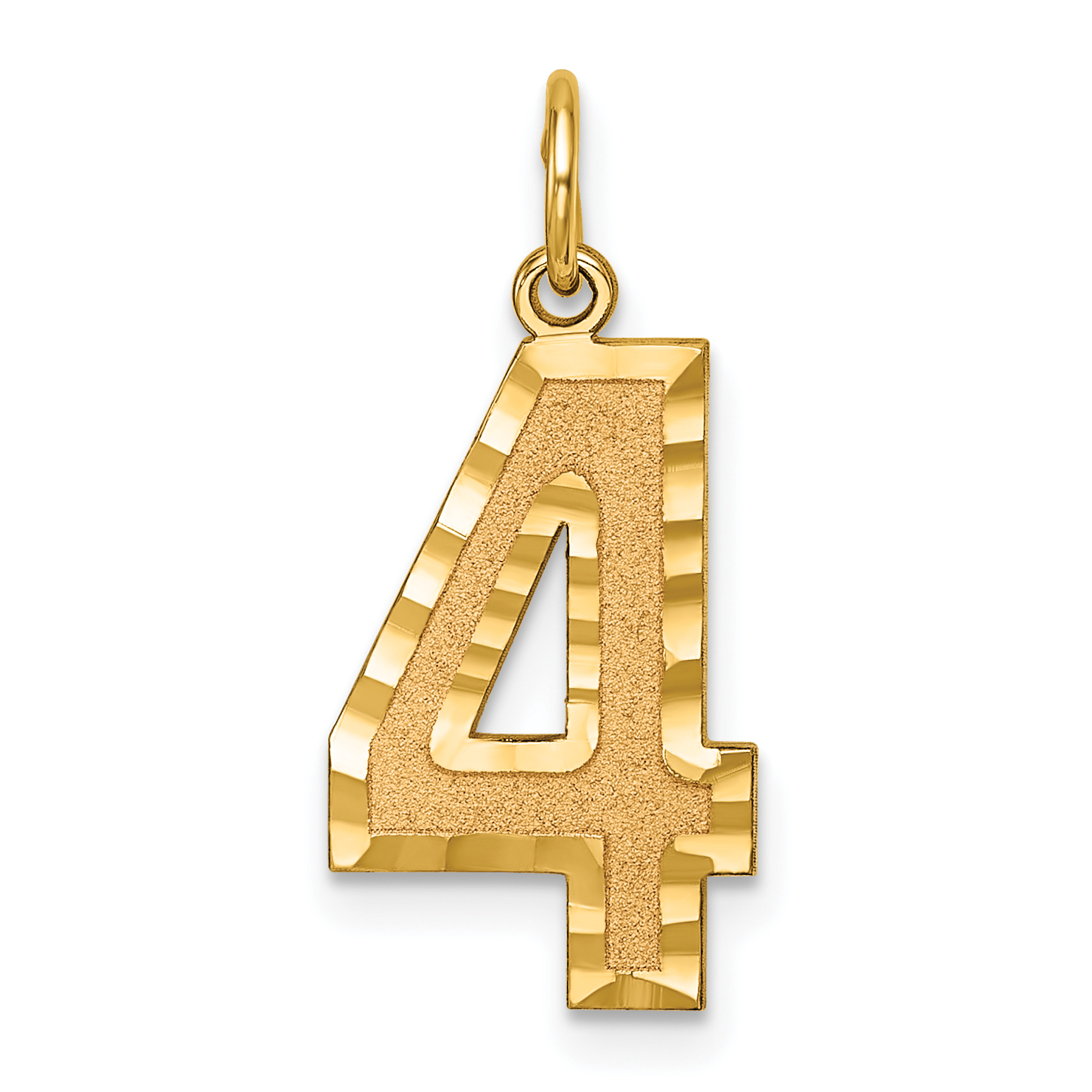 10ky Casted Large Diamond Cut Number 4 Charm (10LN04)