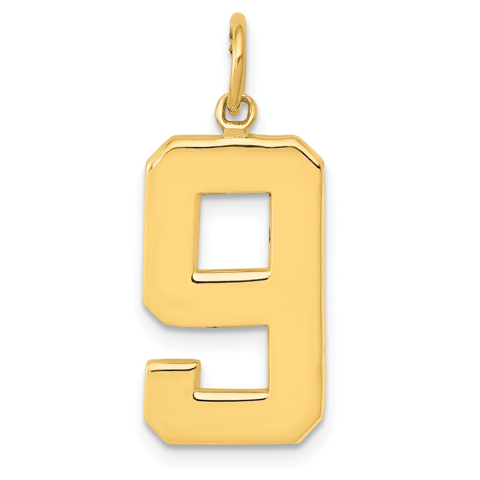 10k Large Polished Number 9 Charm (10LP09)