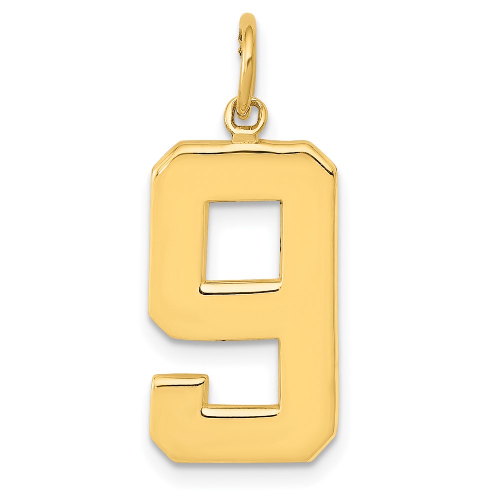 10k Large Polished Number 9 Charm (10LP09)