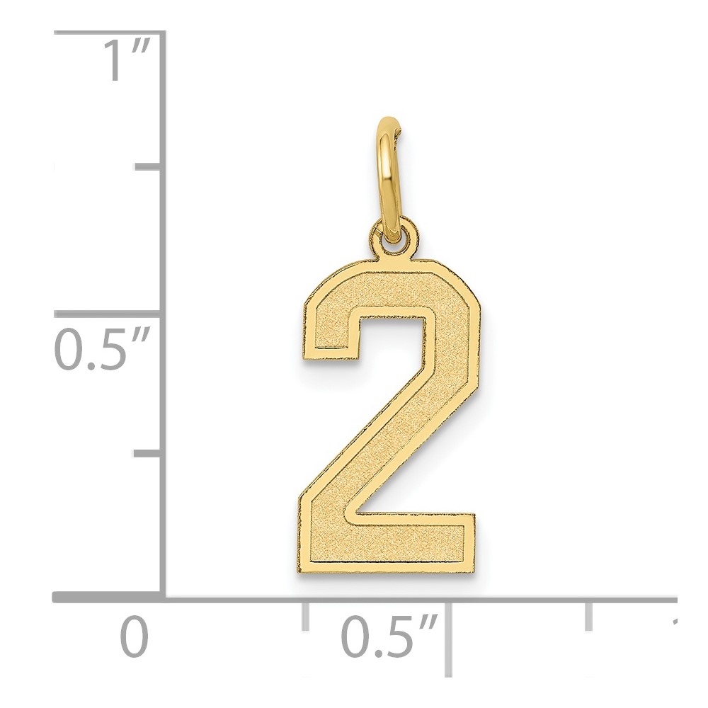 10k Medium Satin Number 2 Charm (10LSM02)