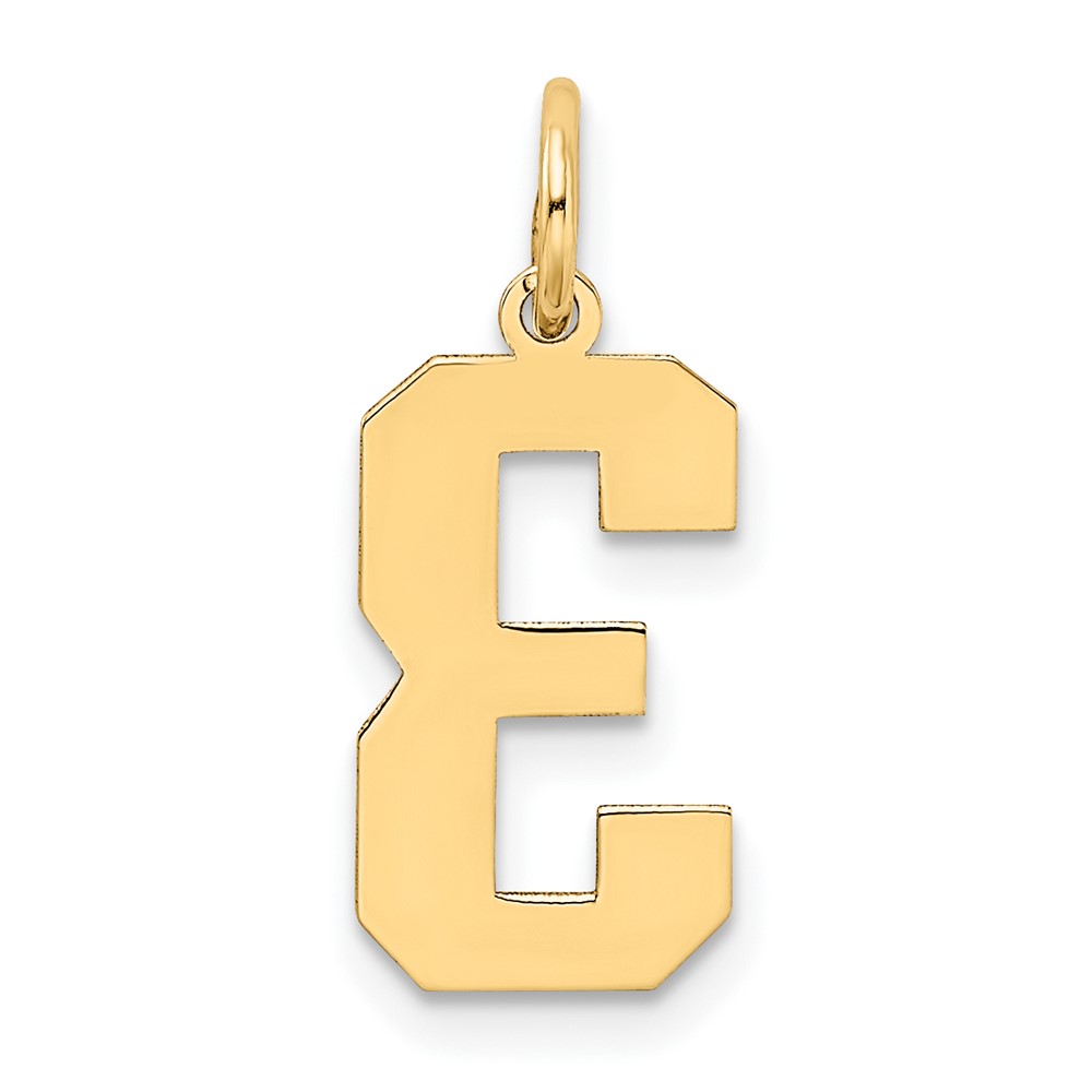 10k Medium Satin Number 3 Charm (10LSM03)