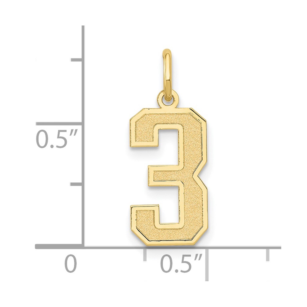 10k Medium Satin Number 3 Charm (10LSM03)