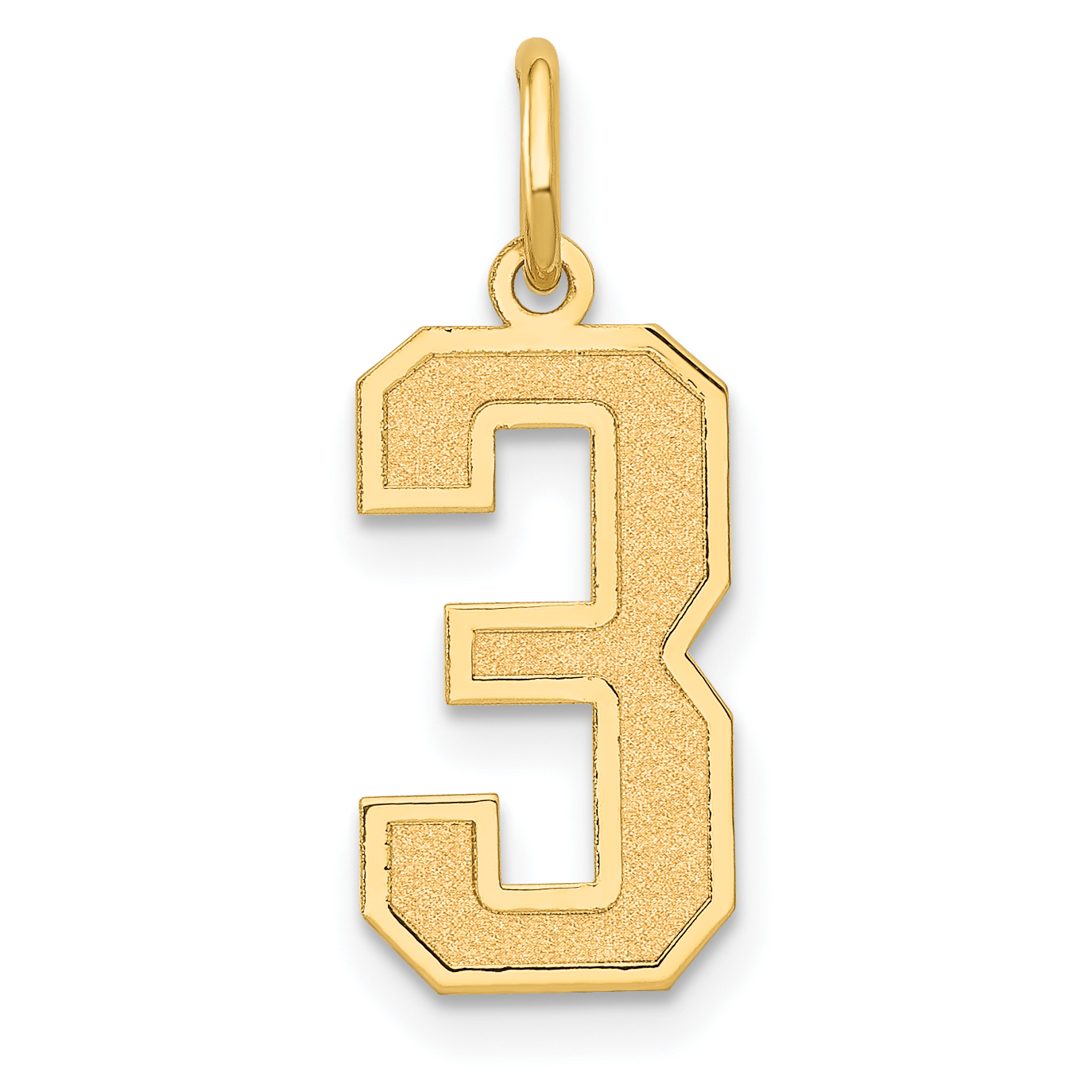 10k Medium Satin Number 3 Charm (10LSM03)