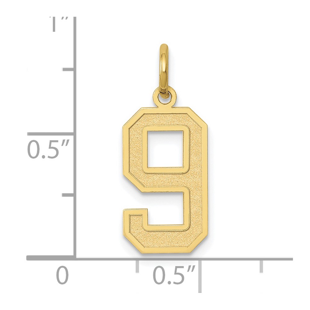 10k Medium Satin Number 9 Charm (10LSM09)
