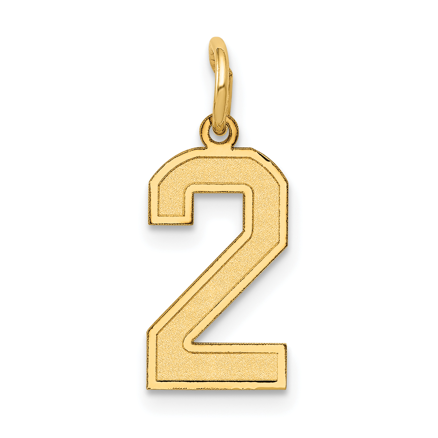 10k Small Satin Number 2 Charm (10LSS02)