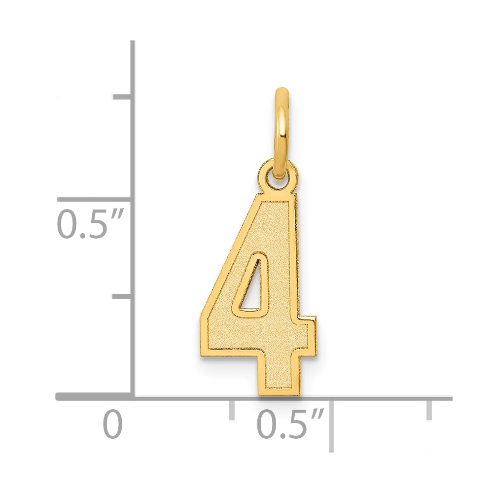 10k Small Satin Number 4 Charm (10LSS04)
