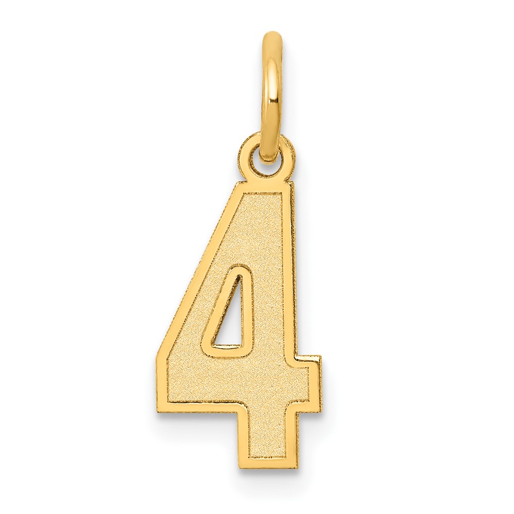 10k Small Satin Number 4 Charm (10LSS04)