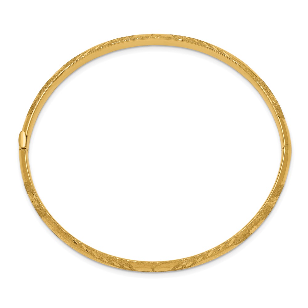 10k 3/16 Laser Cut Hinged Bangle Bracelet (10LZ3/16)
