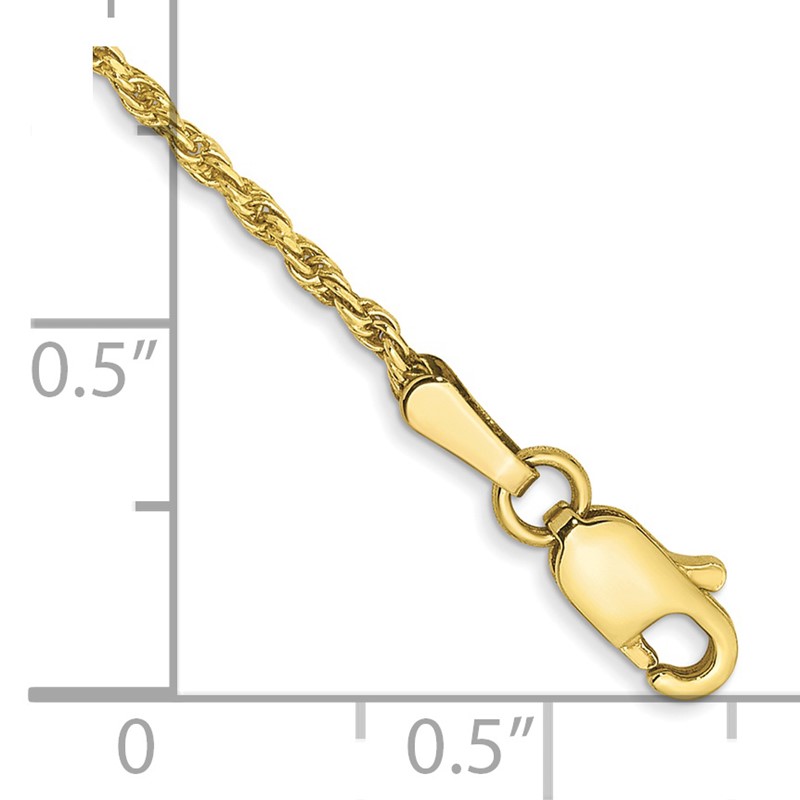 10k 1.3mm D/C Machine Made Rope Chain Anklet