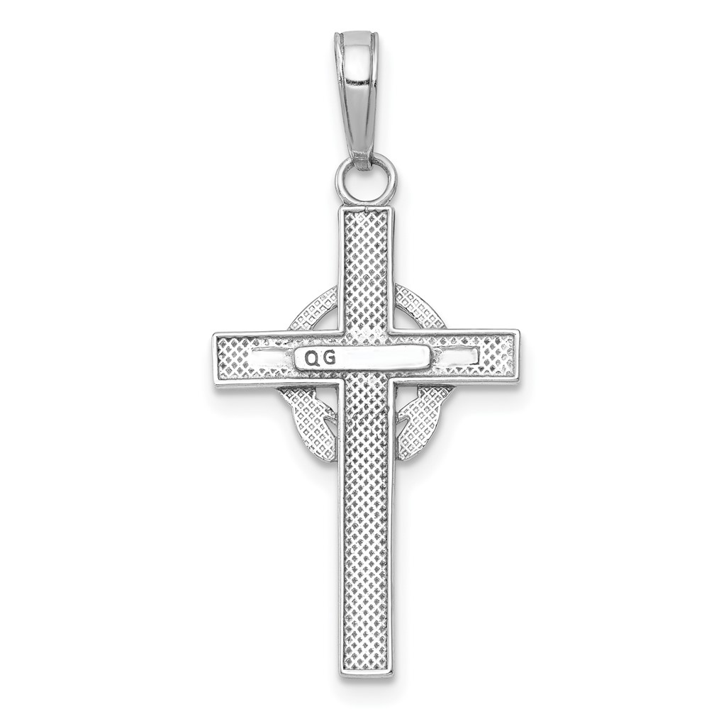 10K White Gold Polished Claddagh Cross Pendant (10M1338W)