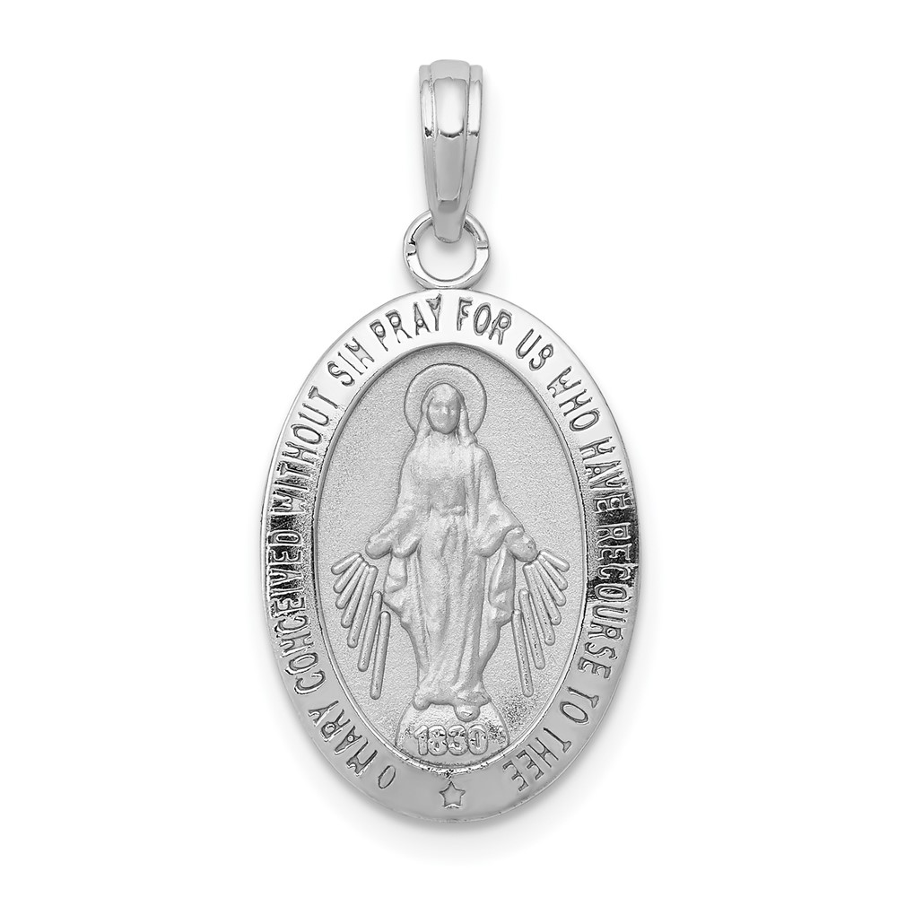 10k White Gold Miraculous Medal Pendant (10M1432W)