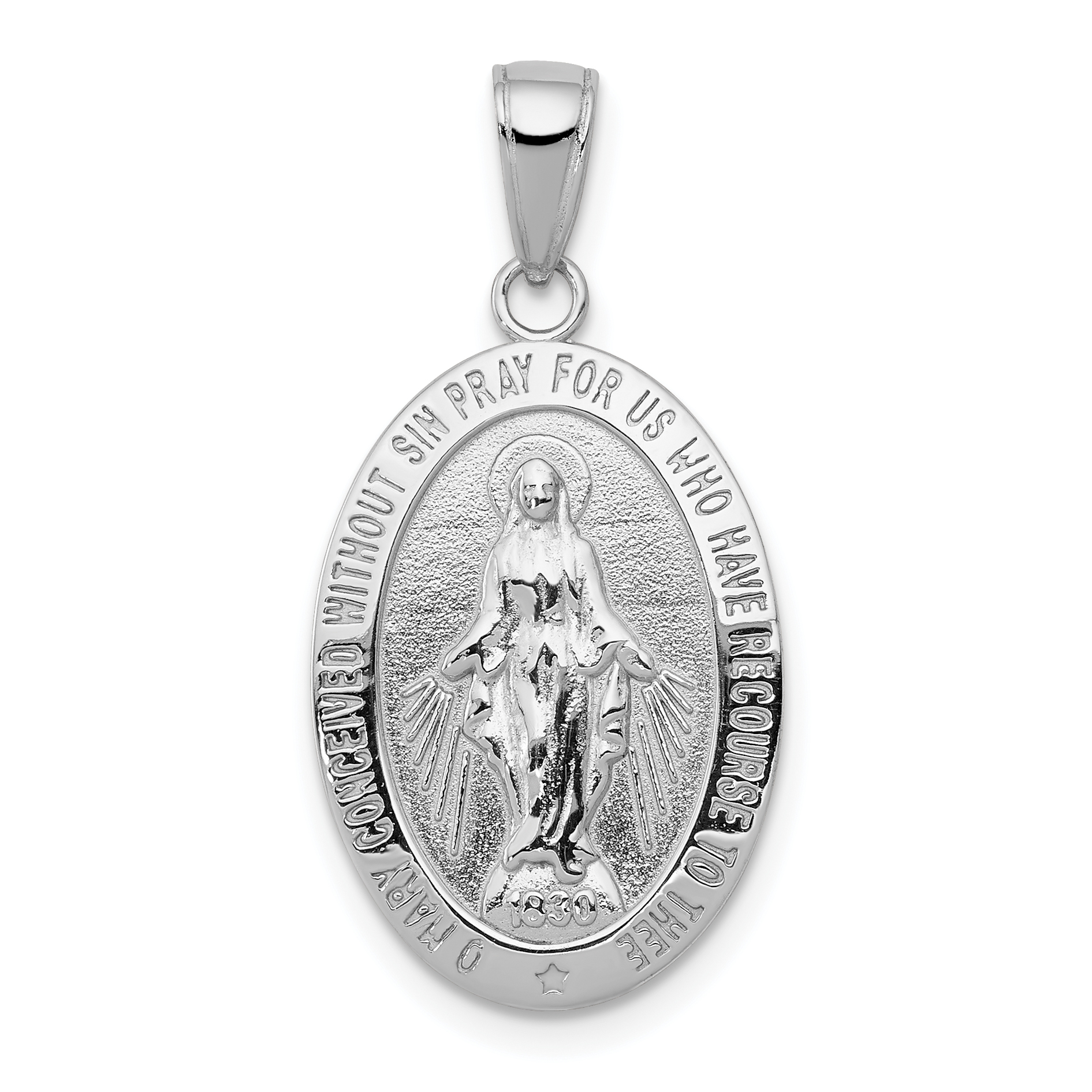 10k White Gold Miraculous Medal Pendant (10M1433W)