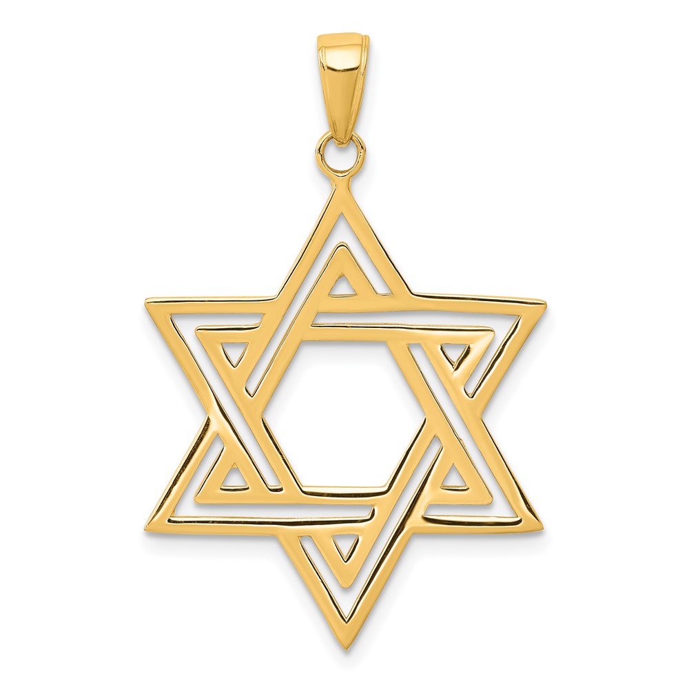 10k Solid Polished Star of David Charm (10M1595)