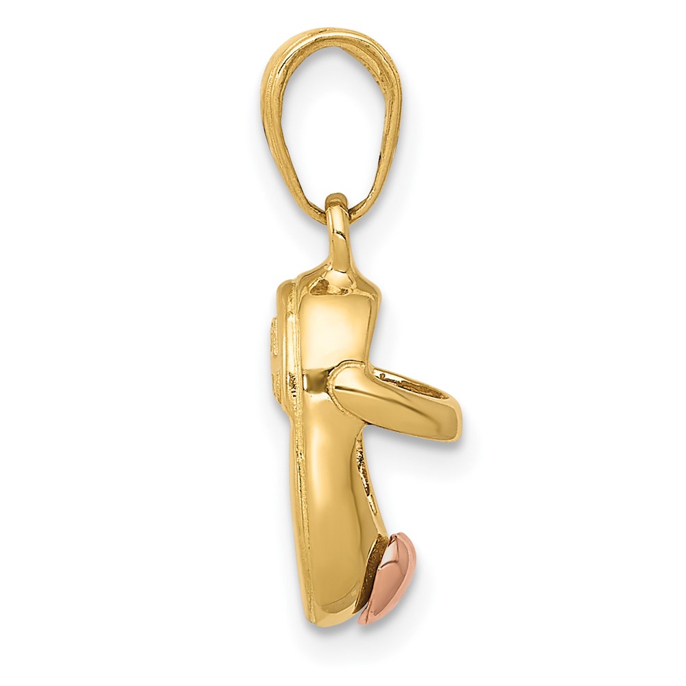 10k  3D Two-tone Baby Shoe Charm (10M1745)