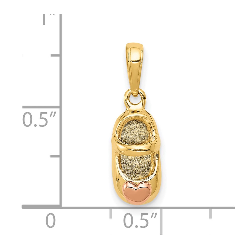 10k  3D Two-tone Baby Shoe Charm (10M1745)