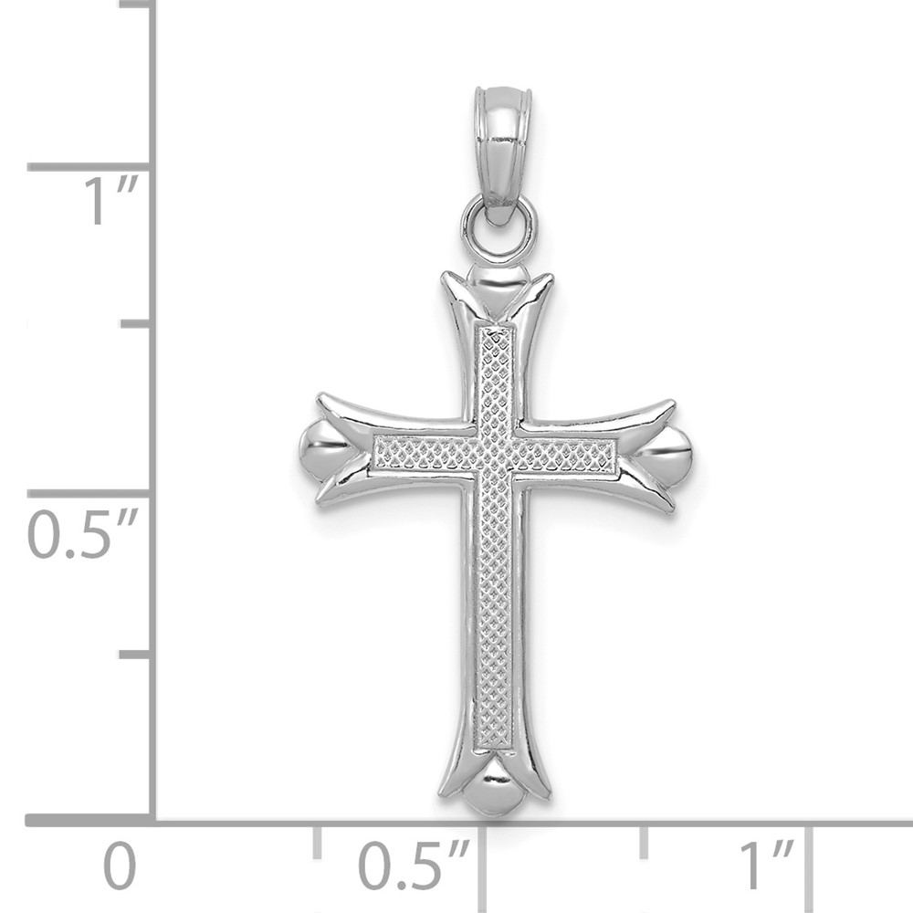 10K White Gold Fleur De Lis Cross Pendant (10M1849W)