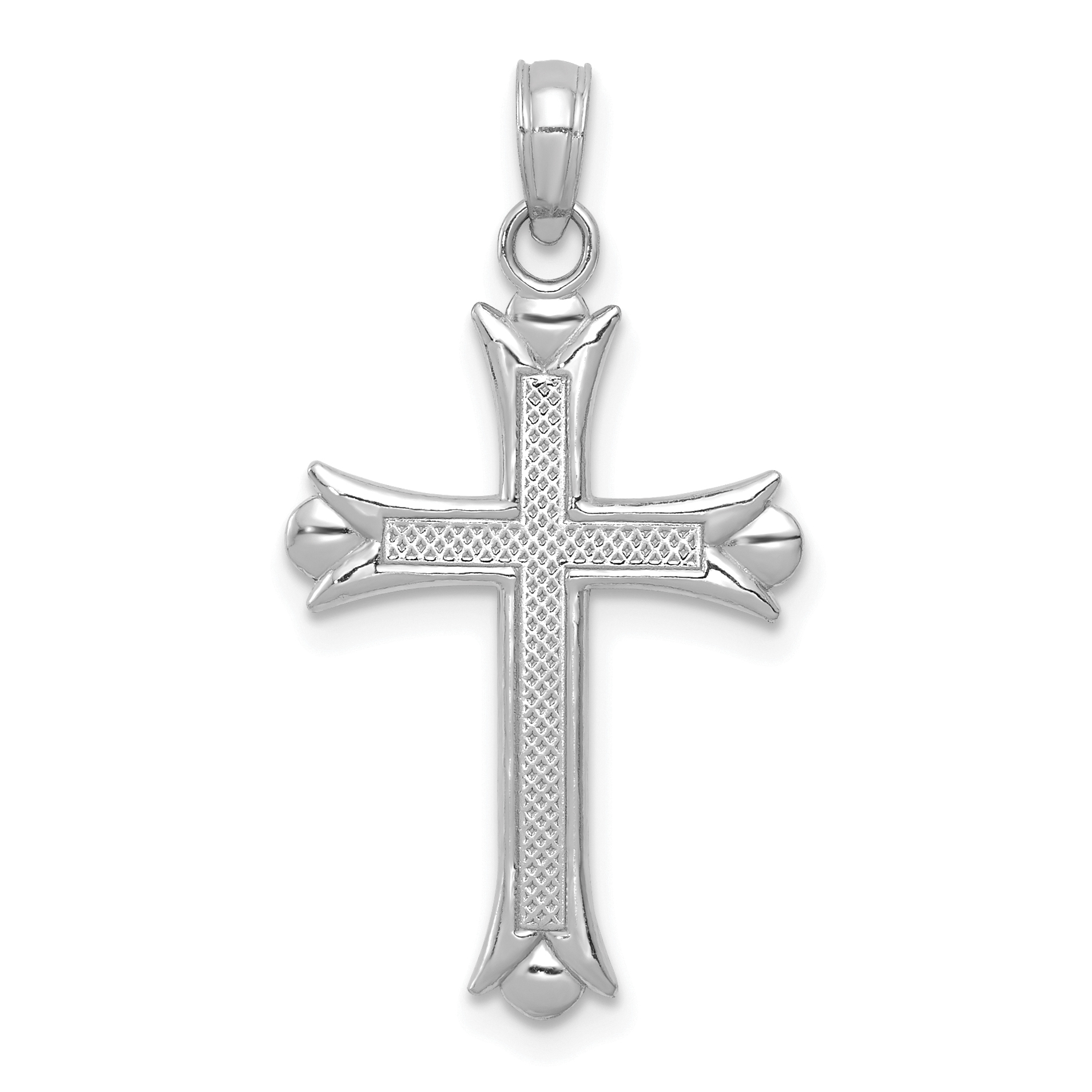 10K White Gold Fleur De Lis Cross Pendant (10M1849W)