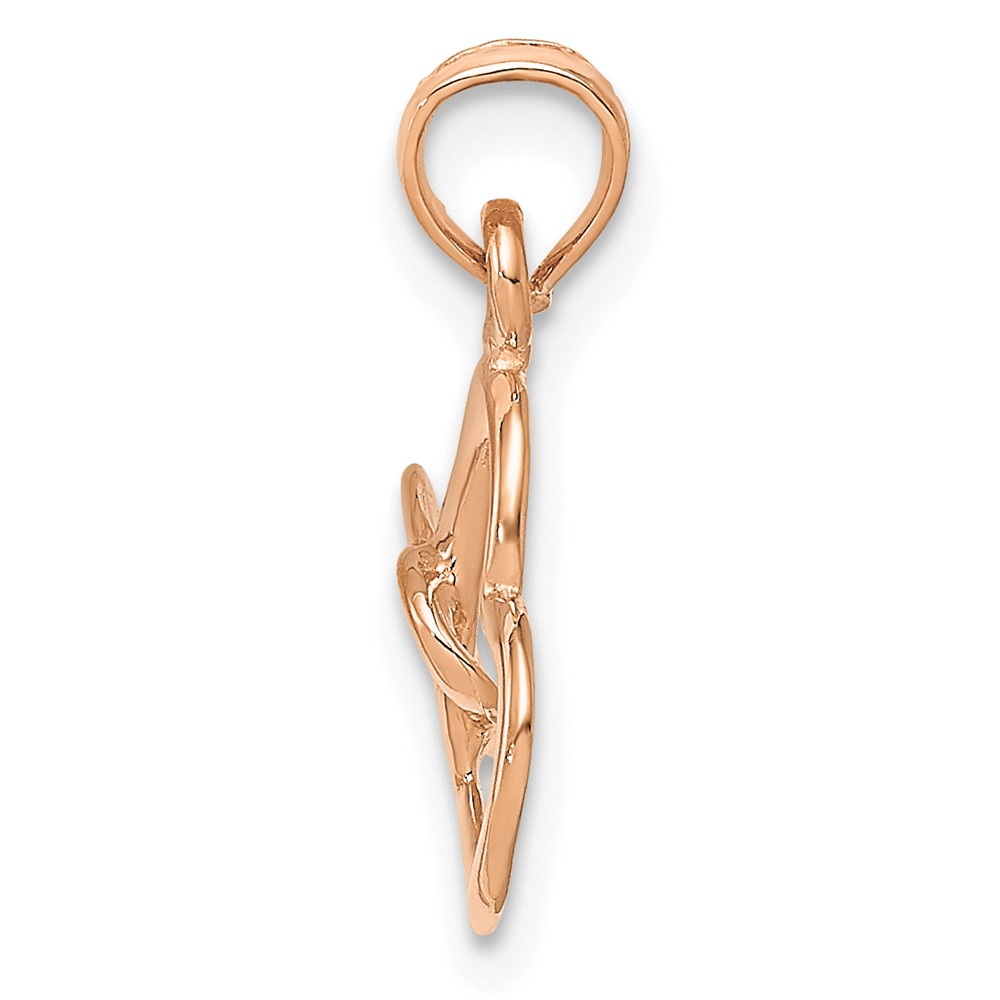 10K Rose Gold Polished Intertwined Double Heart Pendant (10M2128R)