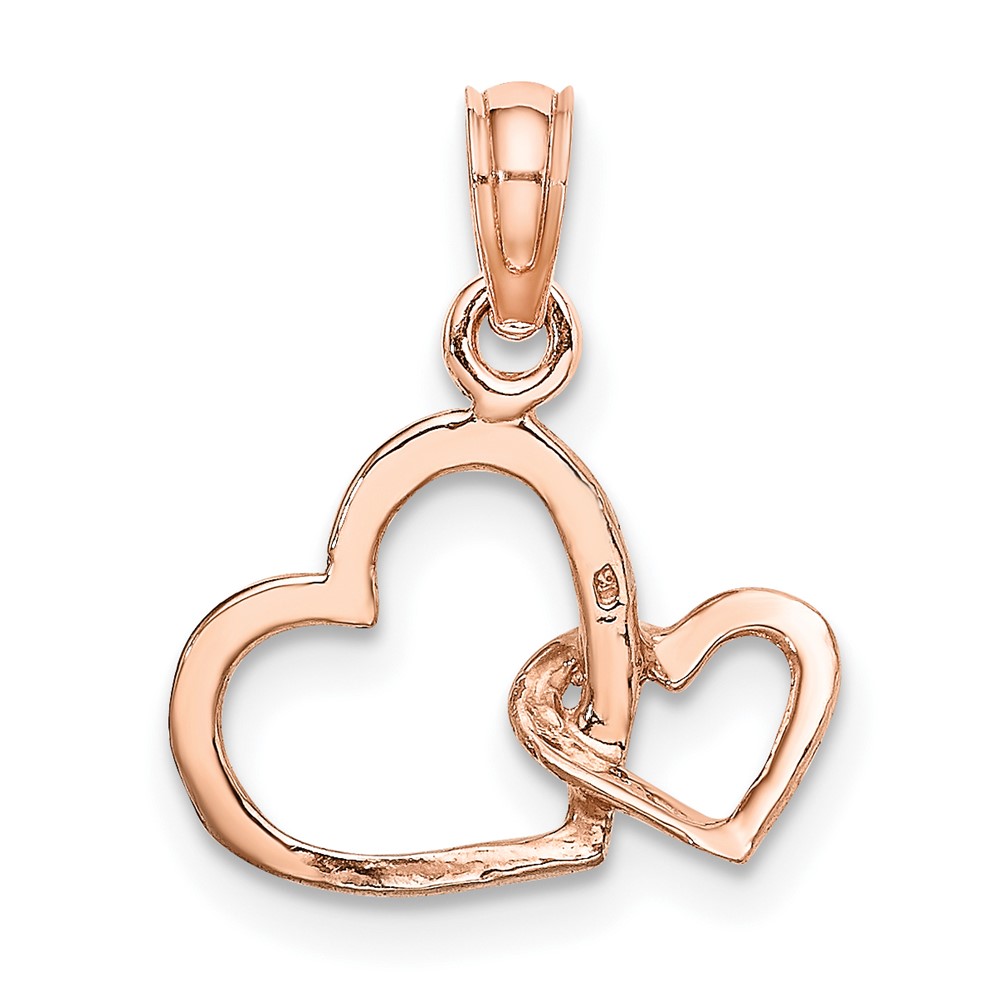 10K Rose Gold Polished Intertwined Double Heart Pendant (10M2128R)