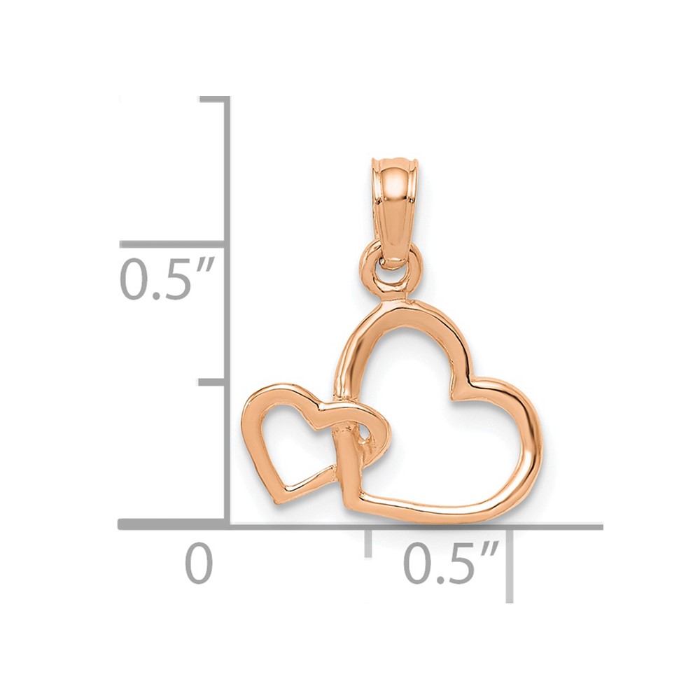 10K Rose Gold Polished Intertwined Double Heart Pendant (10M2128R)