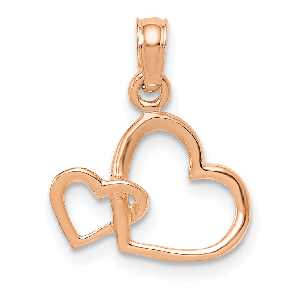 10K Rose Gold Polished Intertwined Double Heart Pendant (10M2128R)