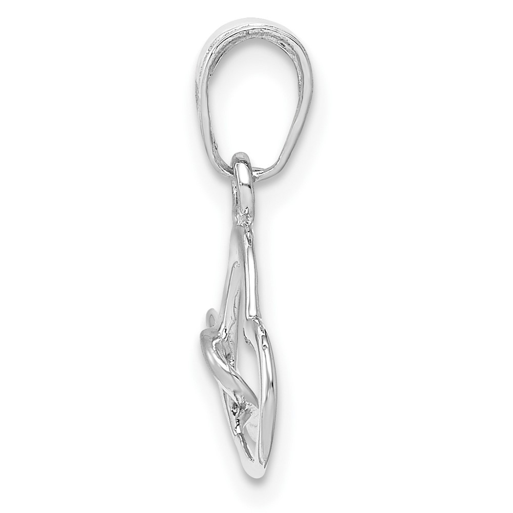 10K White Gold Polished Intertwined Double Heart Pendant (10M2128W)