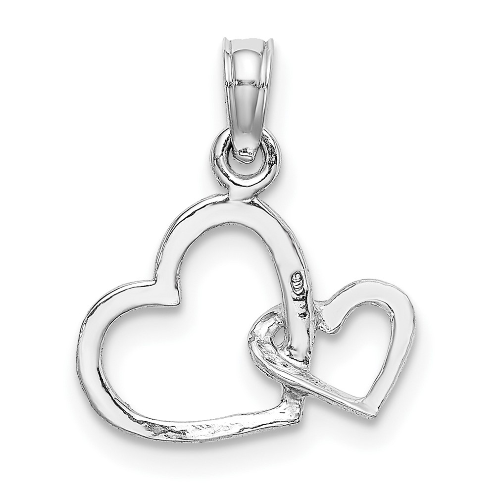 10K White Gold Polished Intertwined Double Heart Pendant (10M2128W)