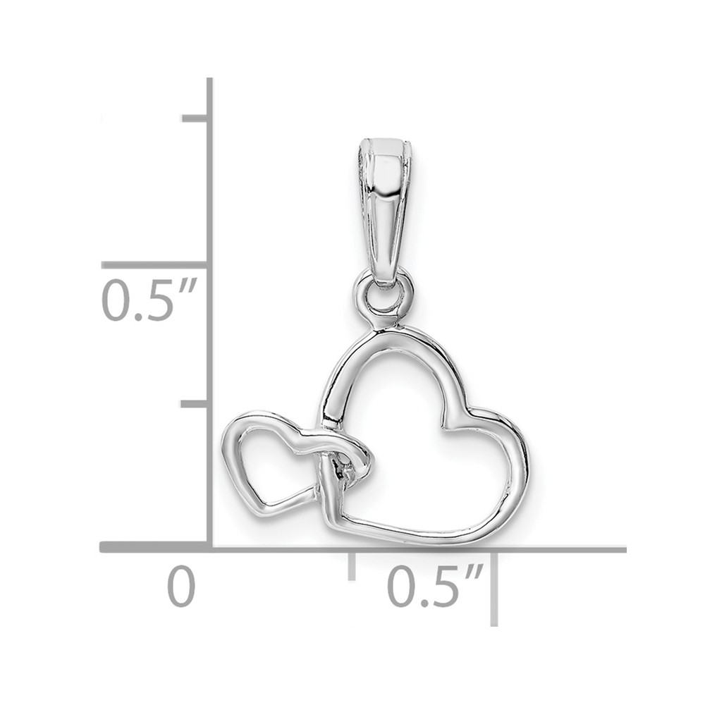 10K White Gold Polished Intertwined Double Heart Pendant (10M2128W)