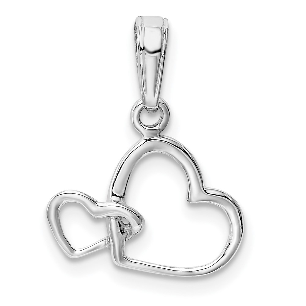 10K White Gold Polished Intertwined Double Heart Pendant (10M2128W)