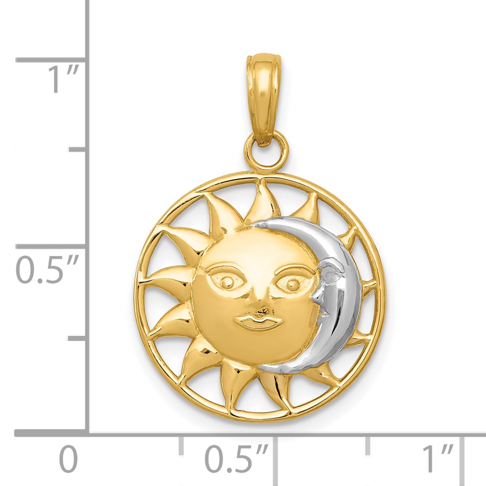 10K W/Rhodium Sun and Moon Pendant (10M2204)