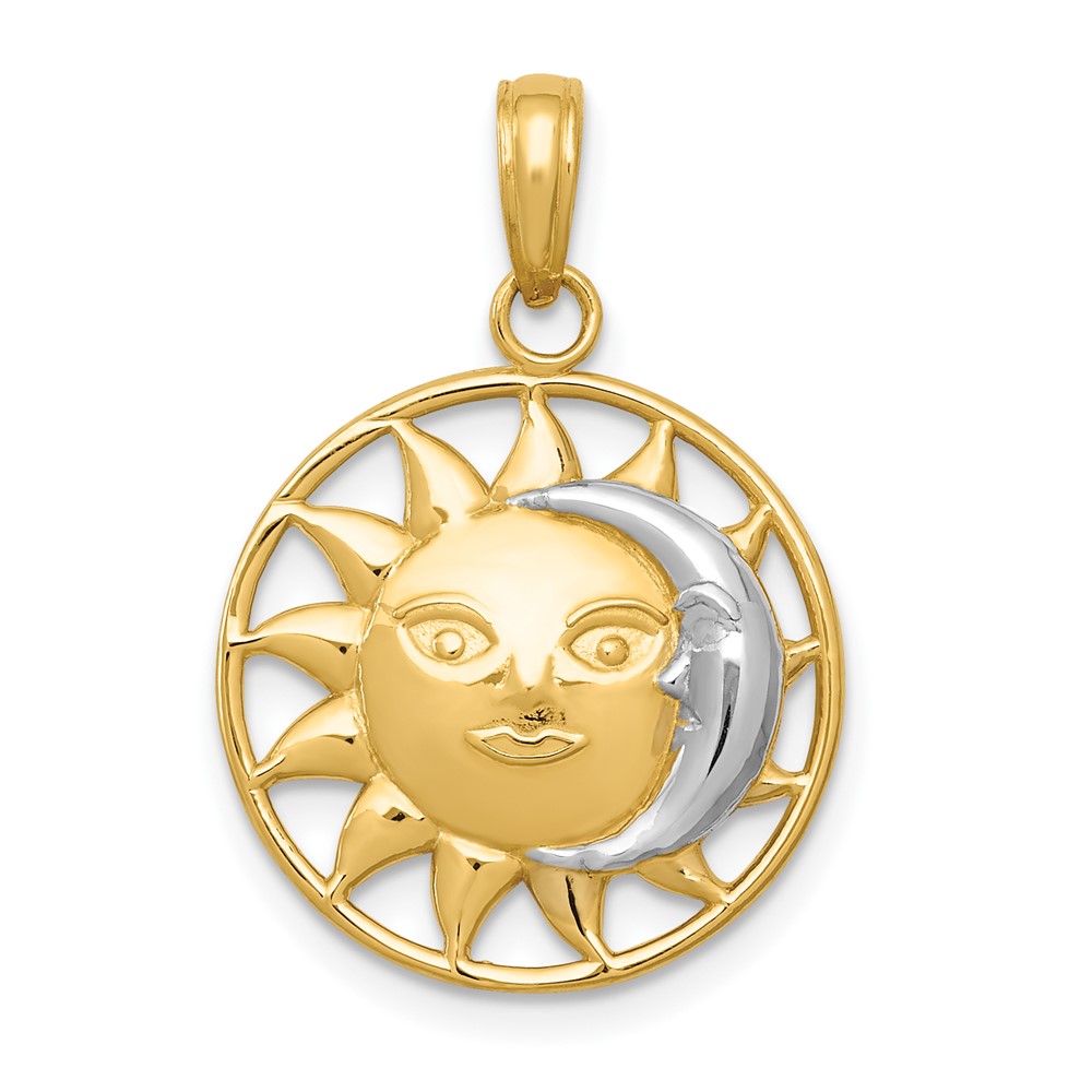 10K W/Rhodium Sun and Moon Pendant (10M2204)