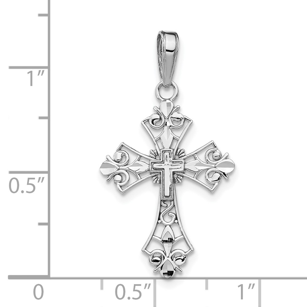 10k White Gold Filigree Cross Charm (10M2244)