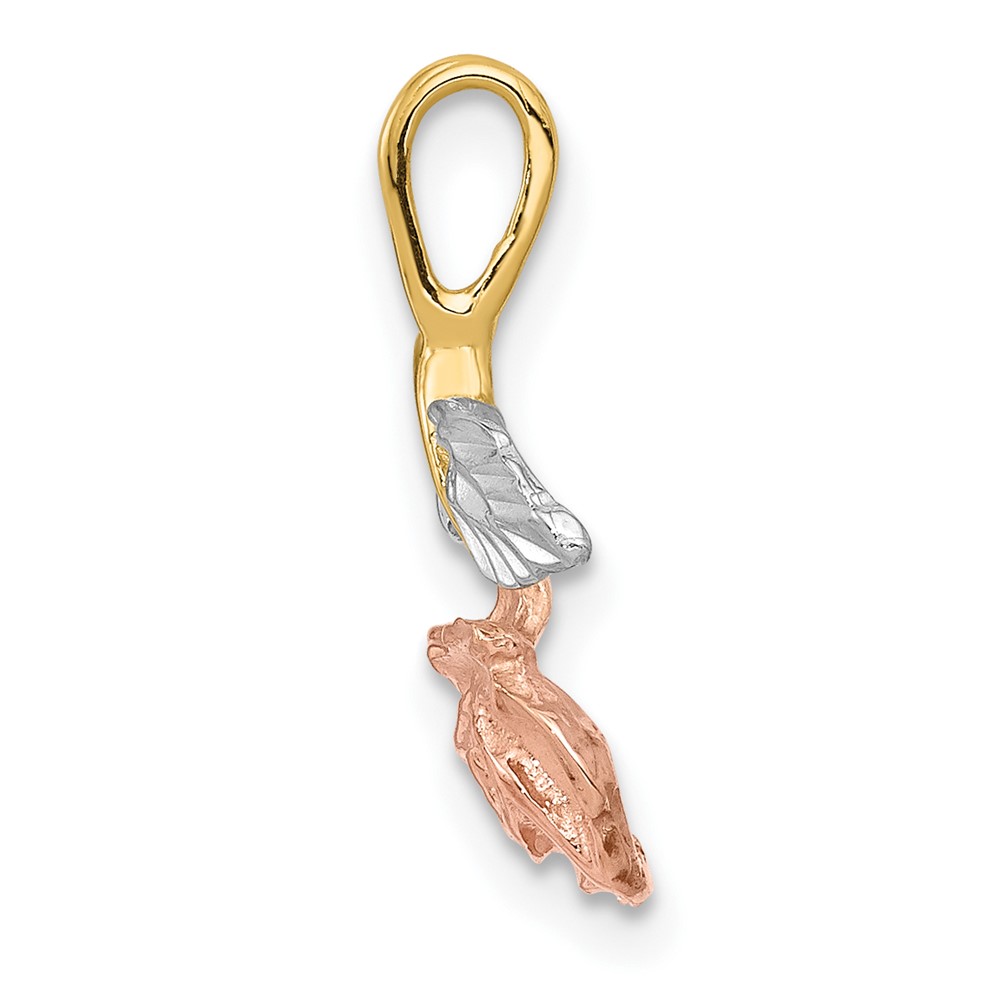 10k W/White & Rose Rhodium Rose Chain Slide (10M235)
