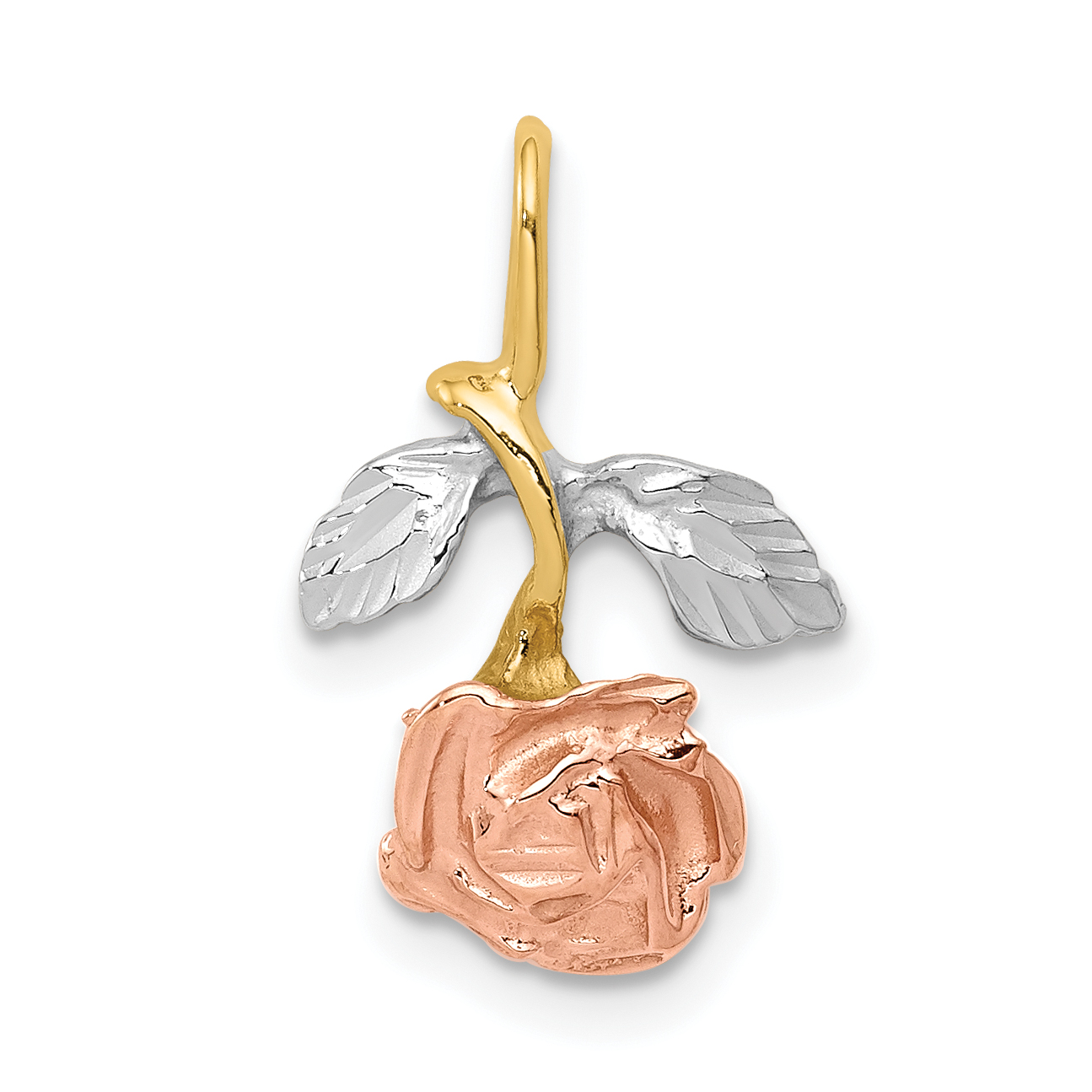 10k W/White & Rose Rhodium Rose Chain Slide (10M235)