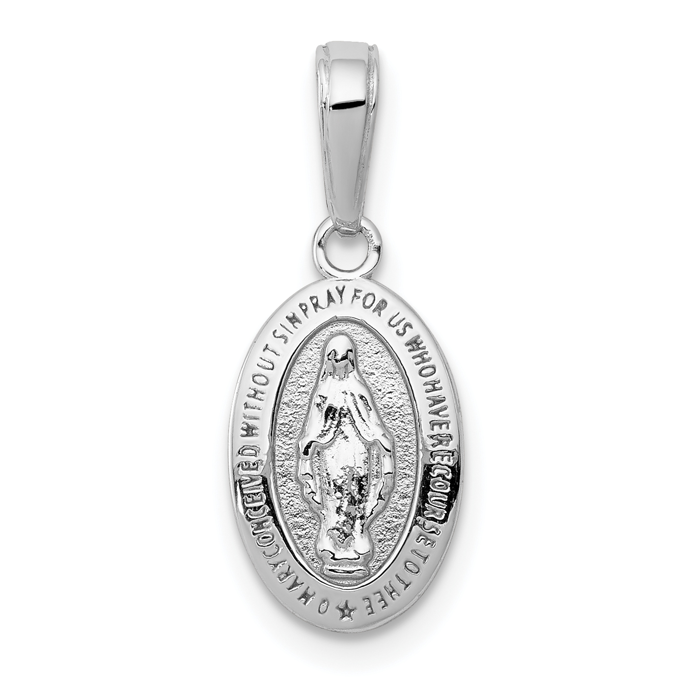 10k White Gold Miraculous Medal Charm (10M2515W)