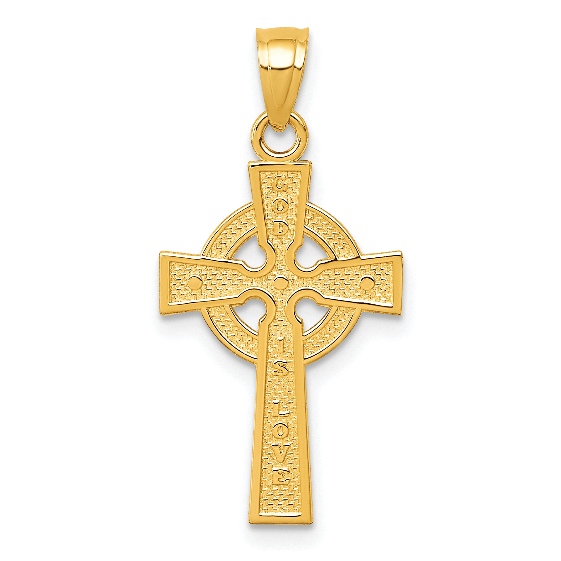10k Reversible GOD IS LOVE Celtic Cross Pendant (10M2543)