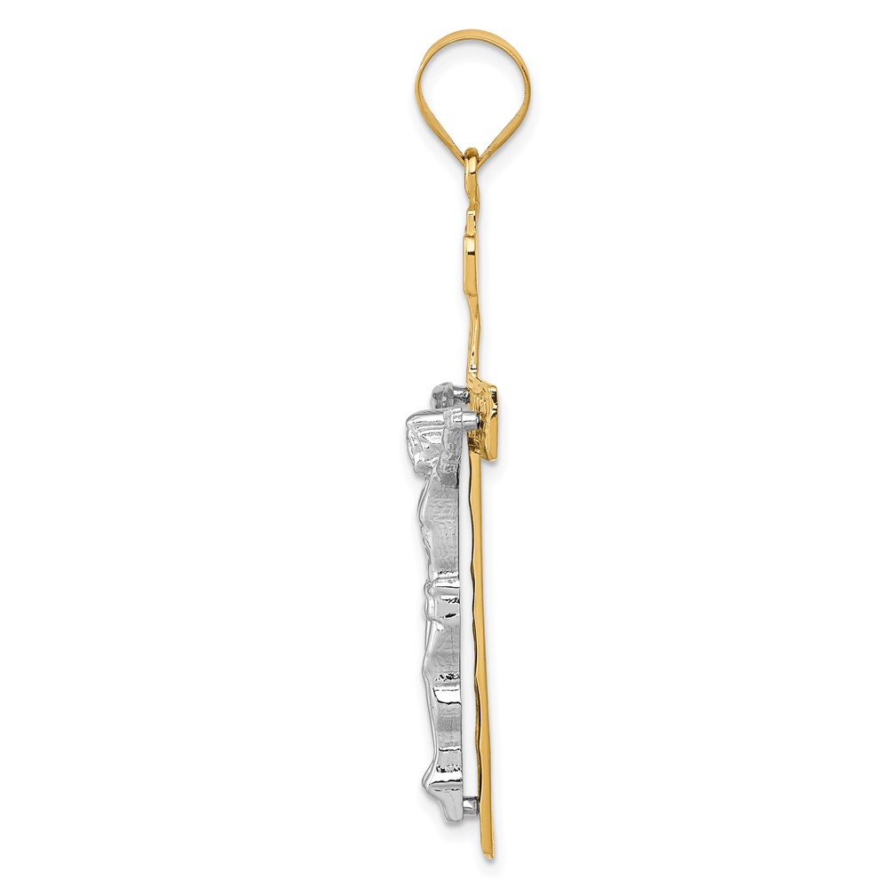 10k Two-tone INRI Crucifix Pendant (10M2595)