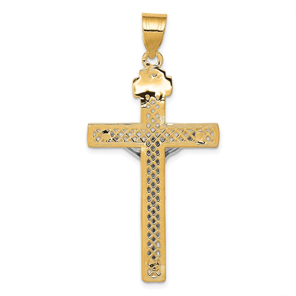 10k Two-tone INRI Crucifix Pendant (10M2595)