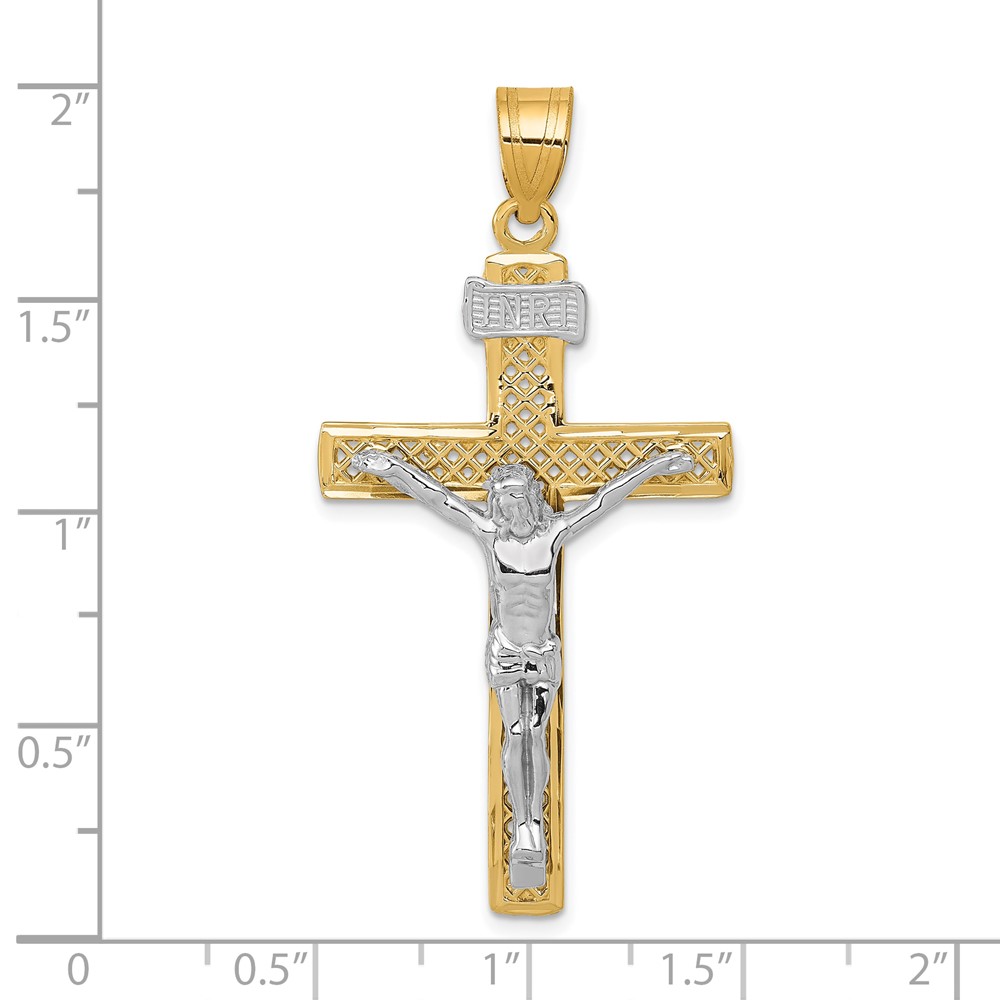 10k Two-tone INRI Crucifix Pendant (10M2595)