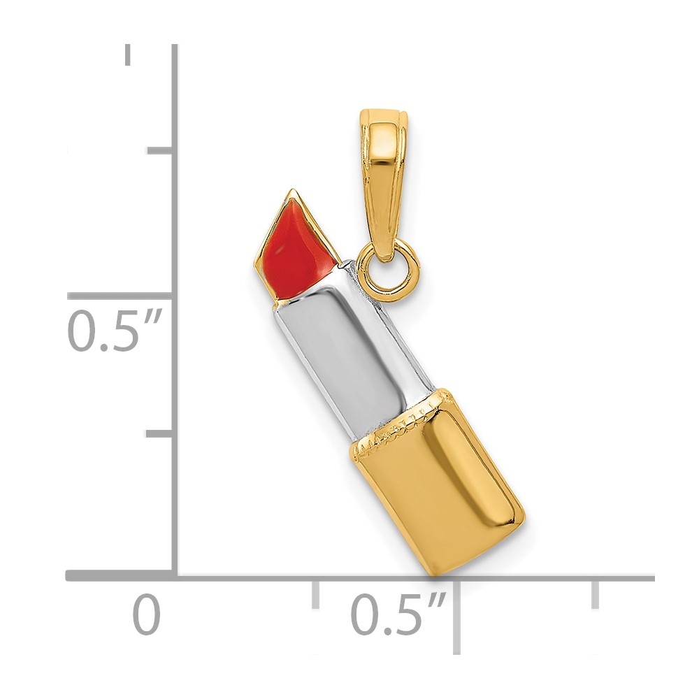 10K W/Rhodium Enameled Lipstick Charm (10M2779)