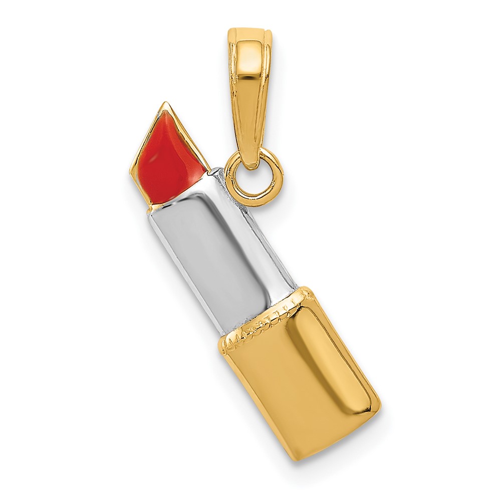 10K W/Rhodium Enameled Lipstick Charm (10M2779)