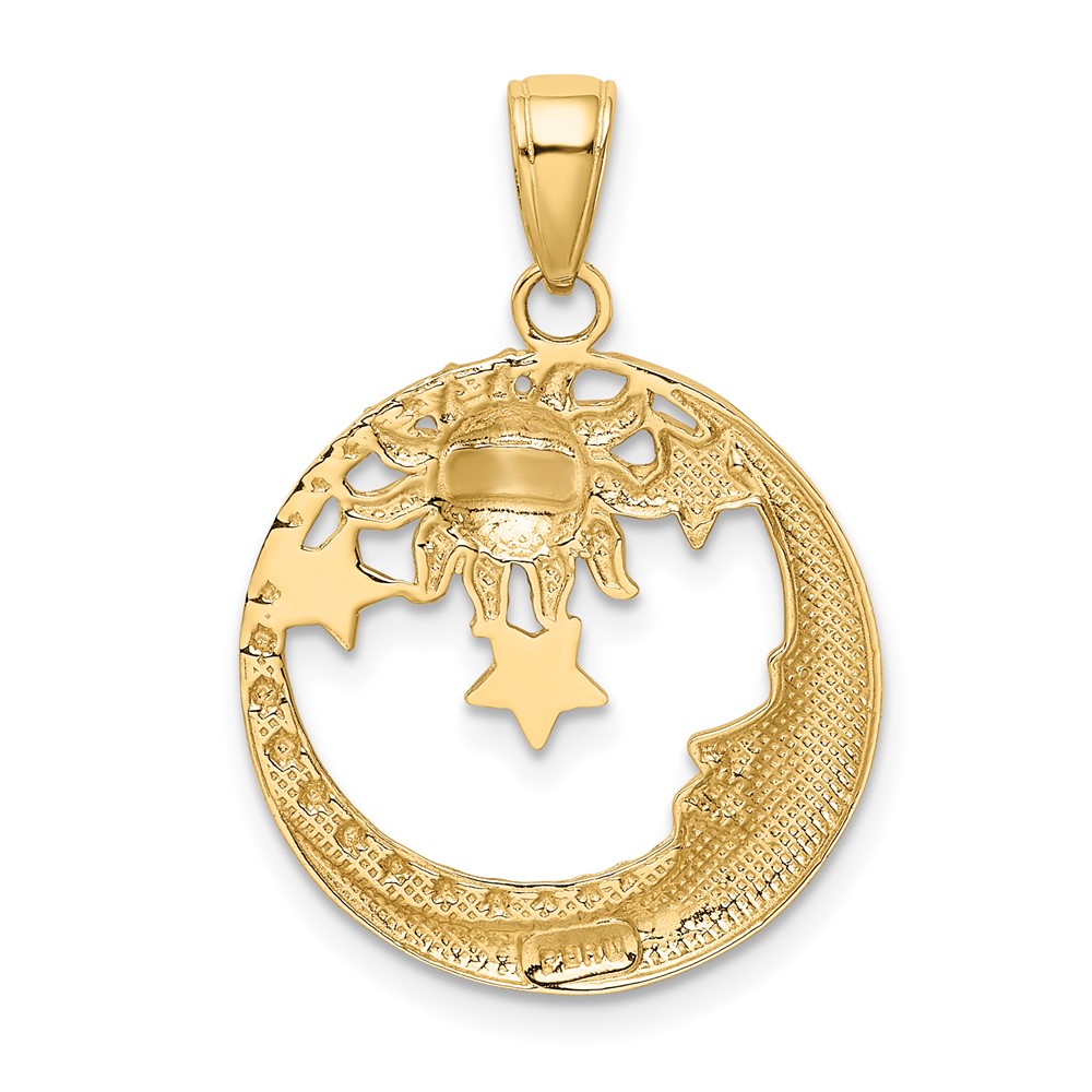10k and Rhodium D/C Moon, Stars, and Sun Pendant (10M2867)