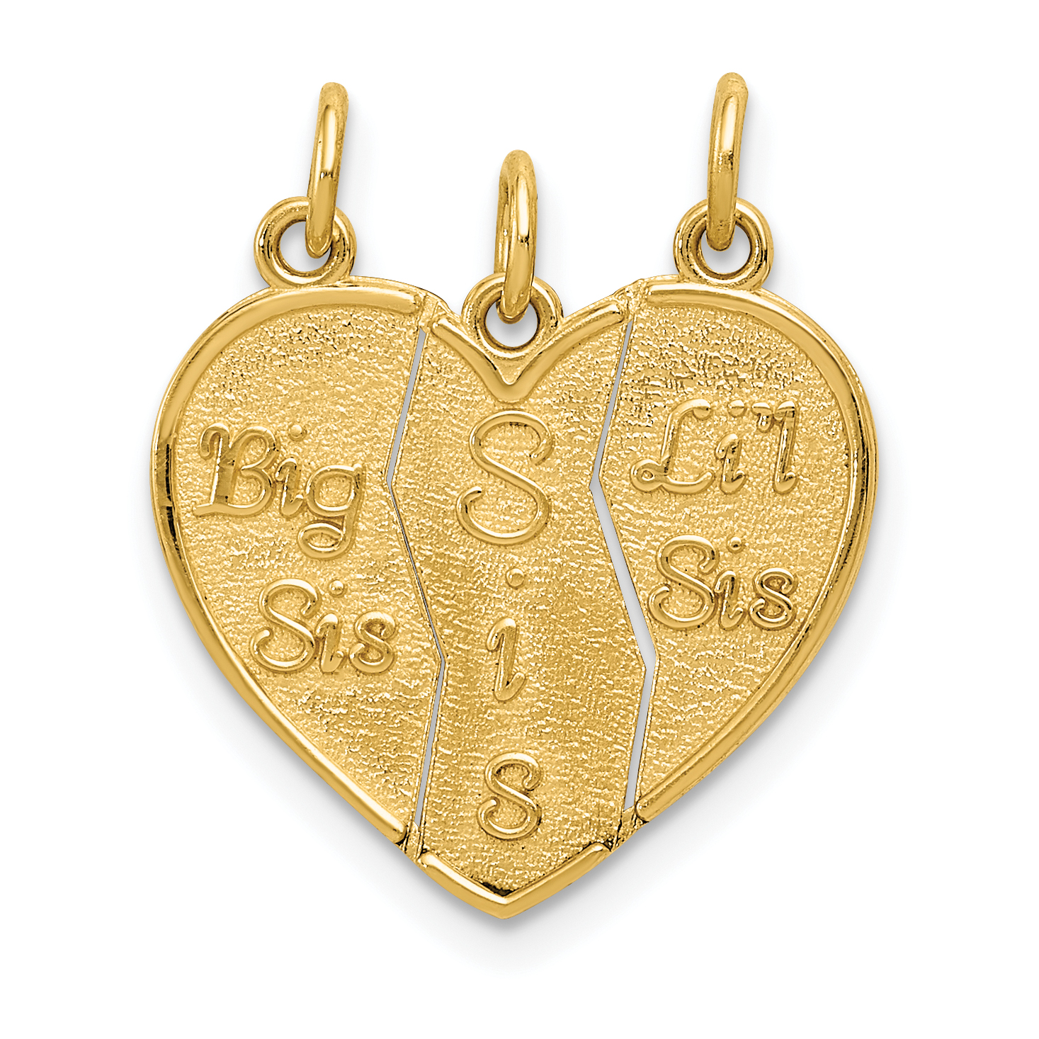 10k 3 piece Break-apart Big Sis, Sis & Lil Sis Charm (10M310)