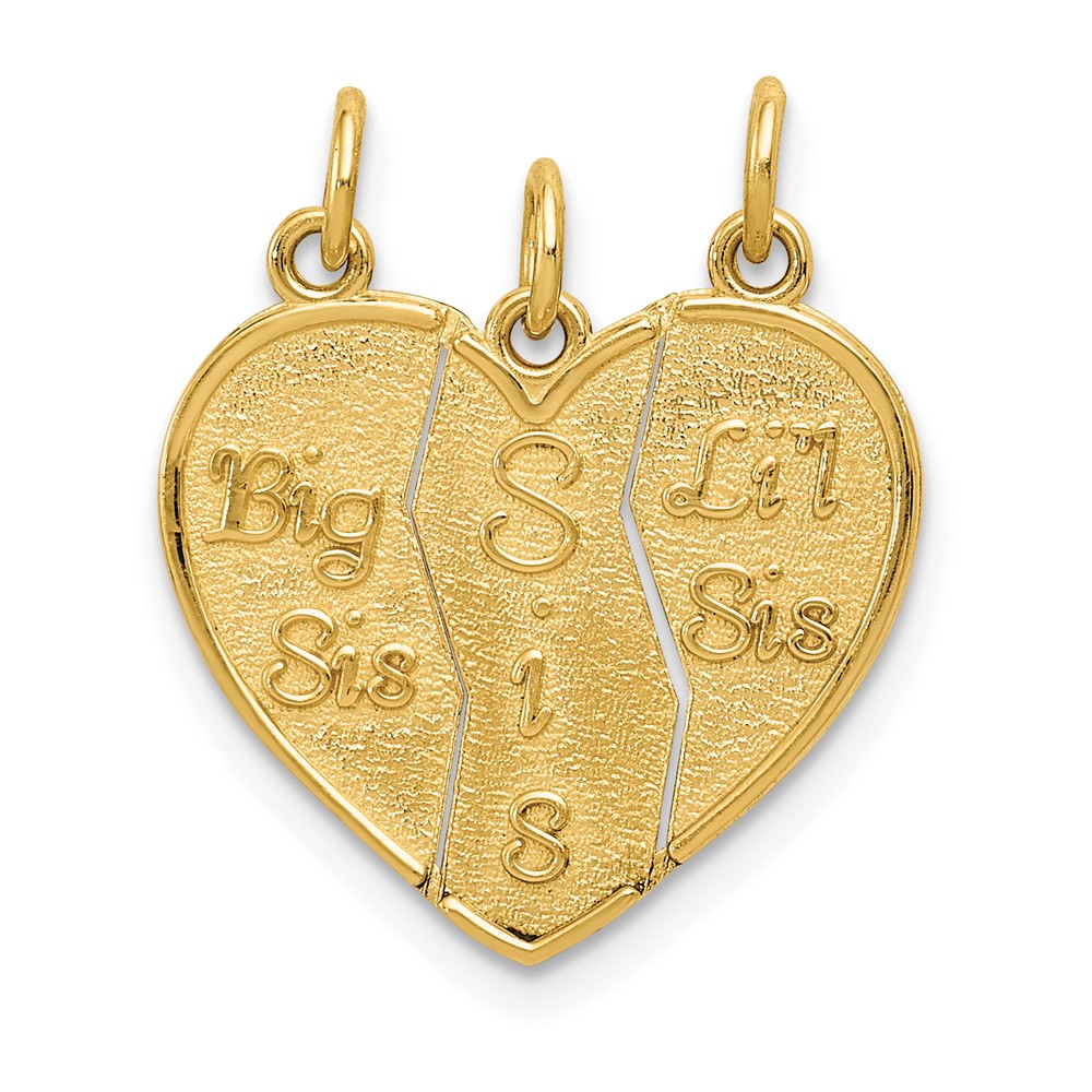 10k 3 piece Break-apart Big Sis, Sis & Lil Sis Charm (10M310)