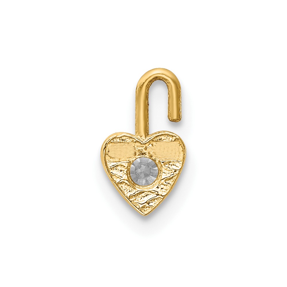 10ky April Synthetic Birthstone Heart Charm (10M346)