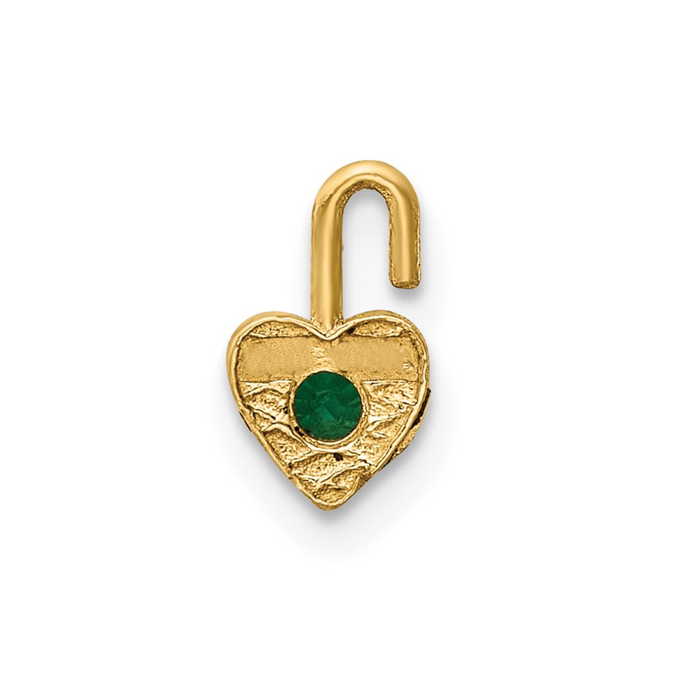 10ky May Green Crystal Birthstone Heart Charm (10M347)