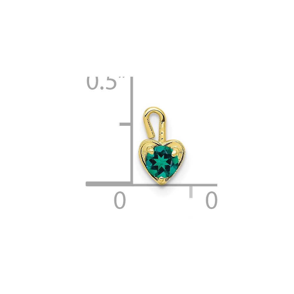 10ky May Green Crystal Birthstone Heart Charm (10M347)