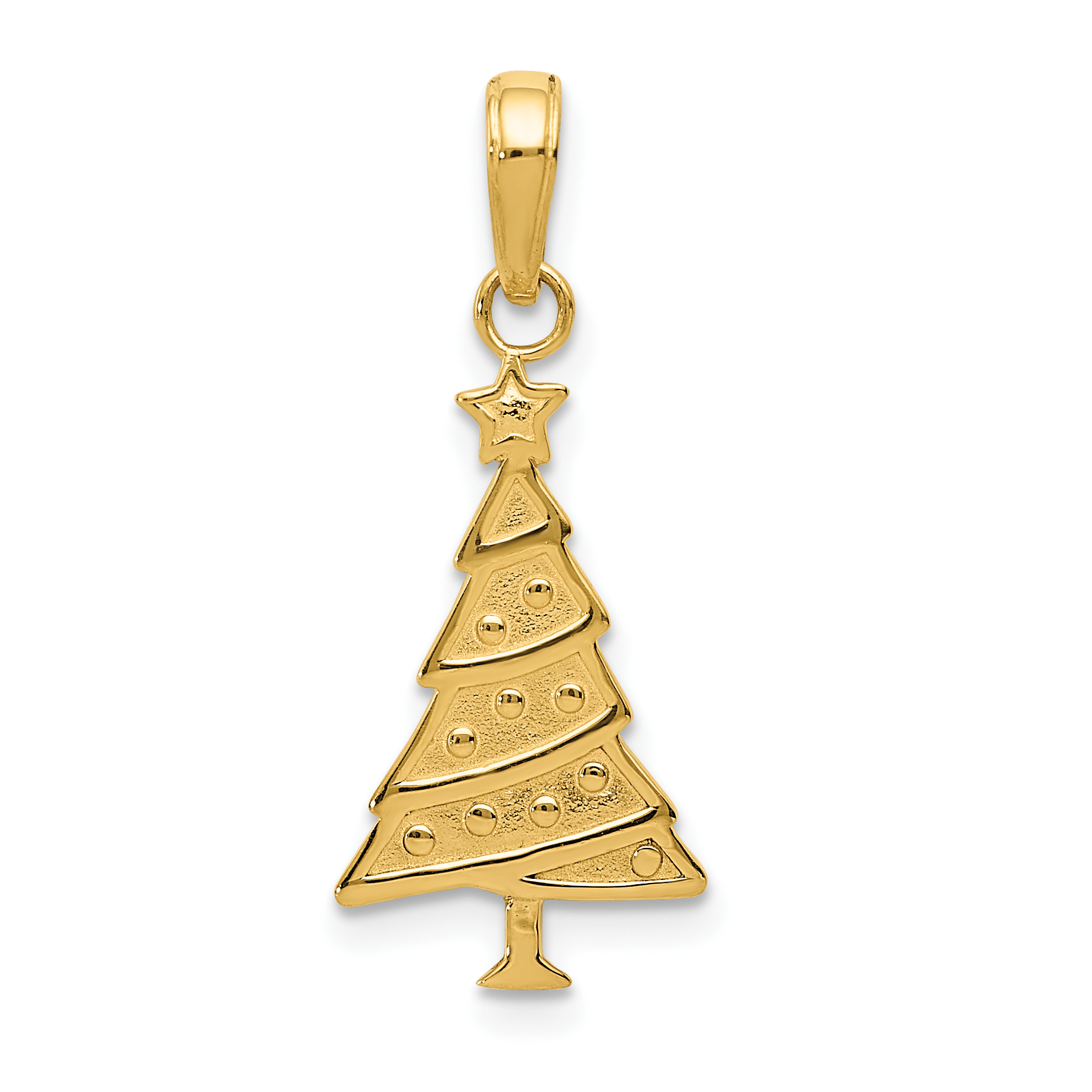 10K Polished Christmas Tree Pendant (10M482)