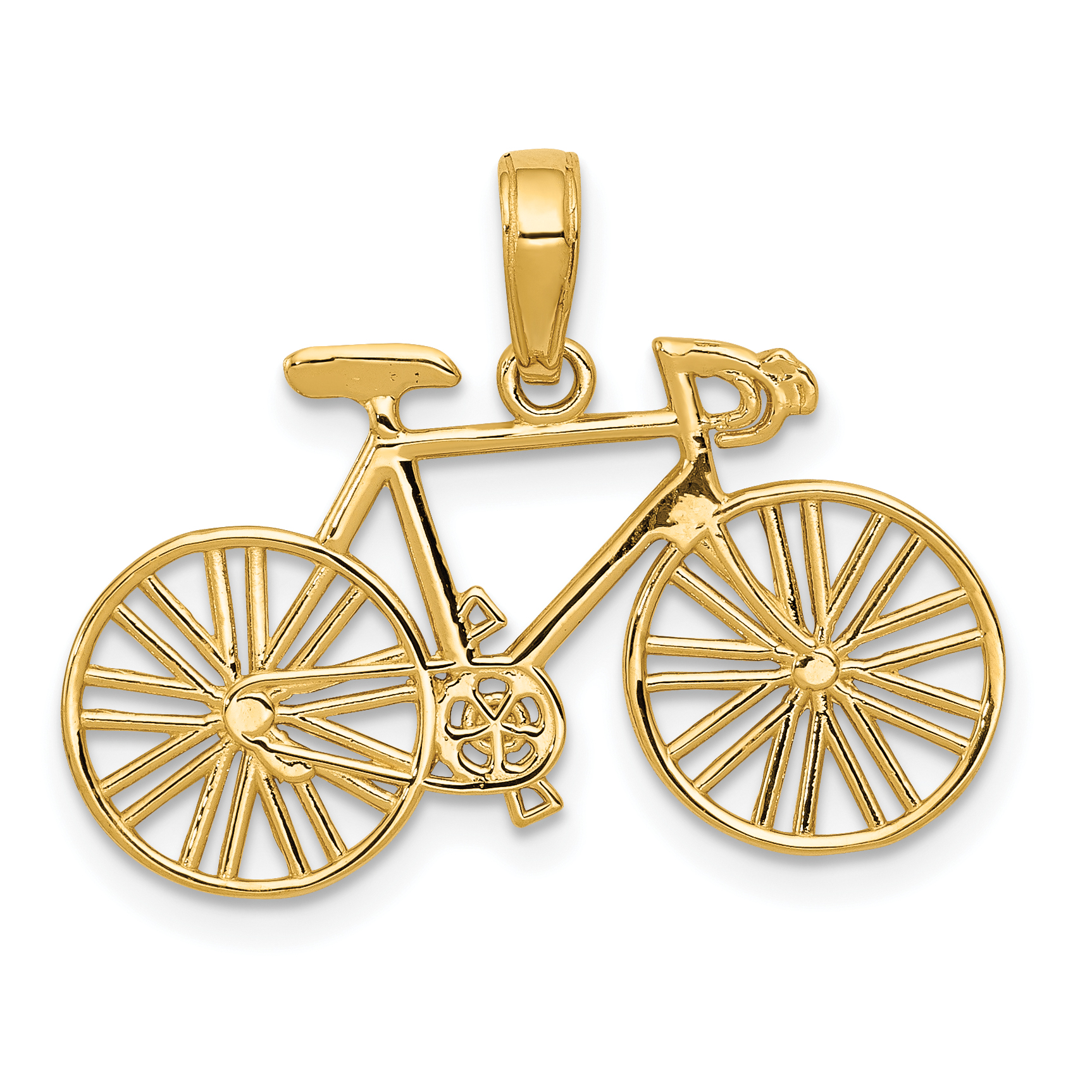 10K 3D Polished Bicycle Charm (10M530)